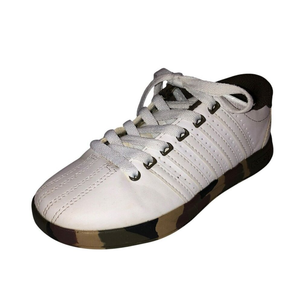 K Swiss Children Kids Size 1 White Camo Sole Low Top Lace Up Sneakers Shoes